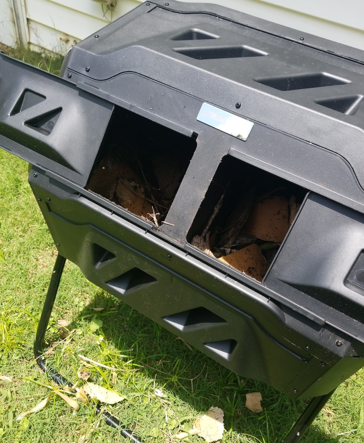 Vivosun Outdoor Tumbling Composter Dual Rotating Batch Compost Bin 43 Gallon Black Door