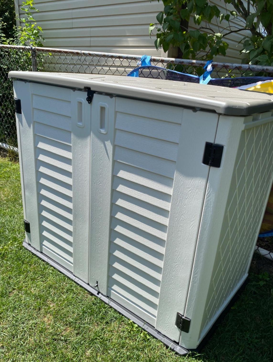 KINYING Horizontal Waterproof Outdoor Storage Shed, 26 Cubic Feet REAL DECORS