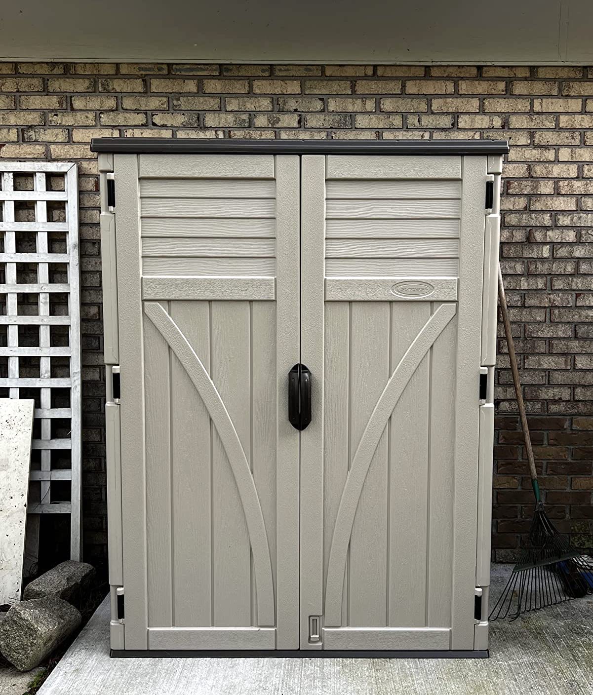 Suncast 54 Cubic Ft. Vertical Resin Outdoor Storage Shed REAL DECORS