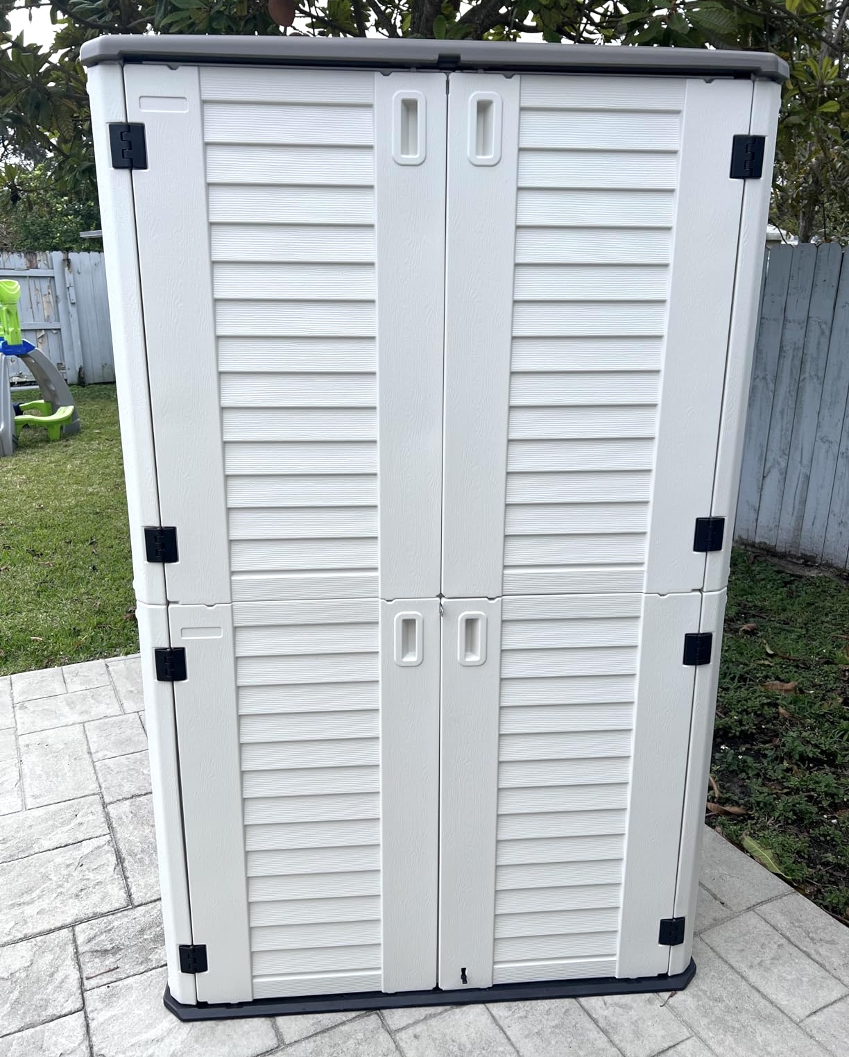 HOMSPARK Weather Resistant Vertical Resin Outdoor Storage Garden Shed REAL DECORS